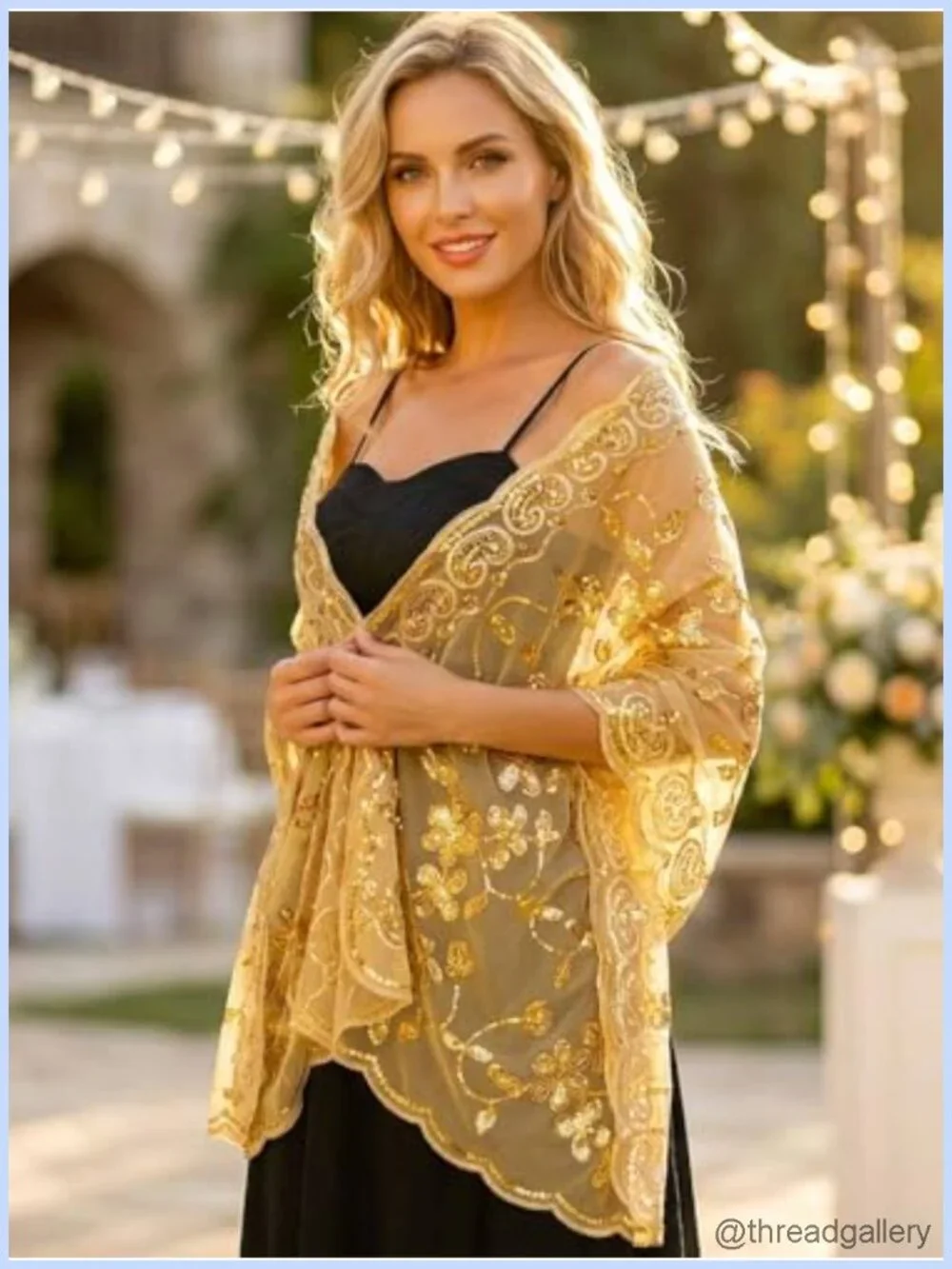 Sequin Shawl Wrap for Women Evening Dresses Wedding Stole Cape Bridal